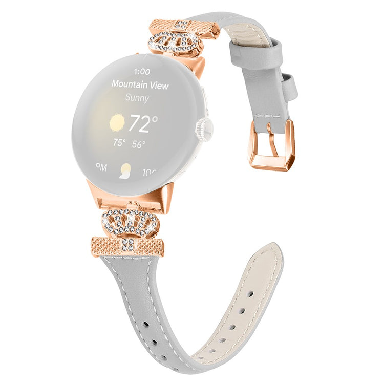 Kunstlæder Og Rhinsten Universal Rem passer til Google Pixel Watch 2 / Google Pixel Watch - Sølv#serie_2