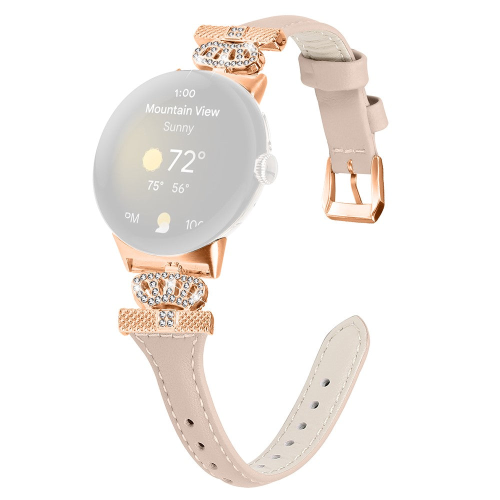 Kunstlæder Og Rhinsten Universal Rem passer til Google Pixel Watch 2 / Google Pixel Watch - Hvid#serie_5