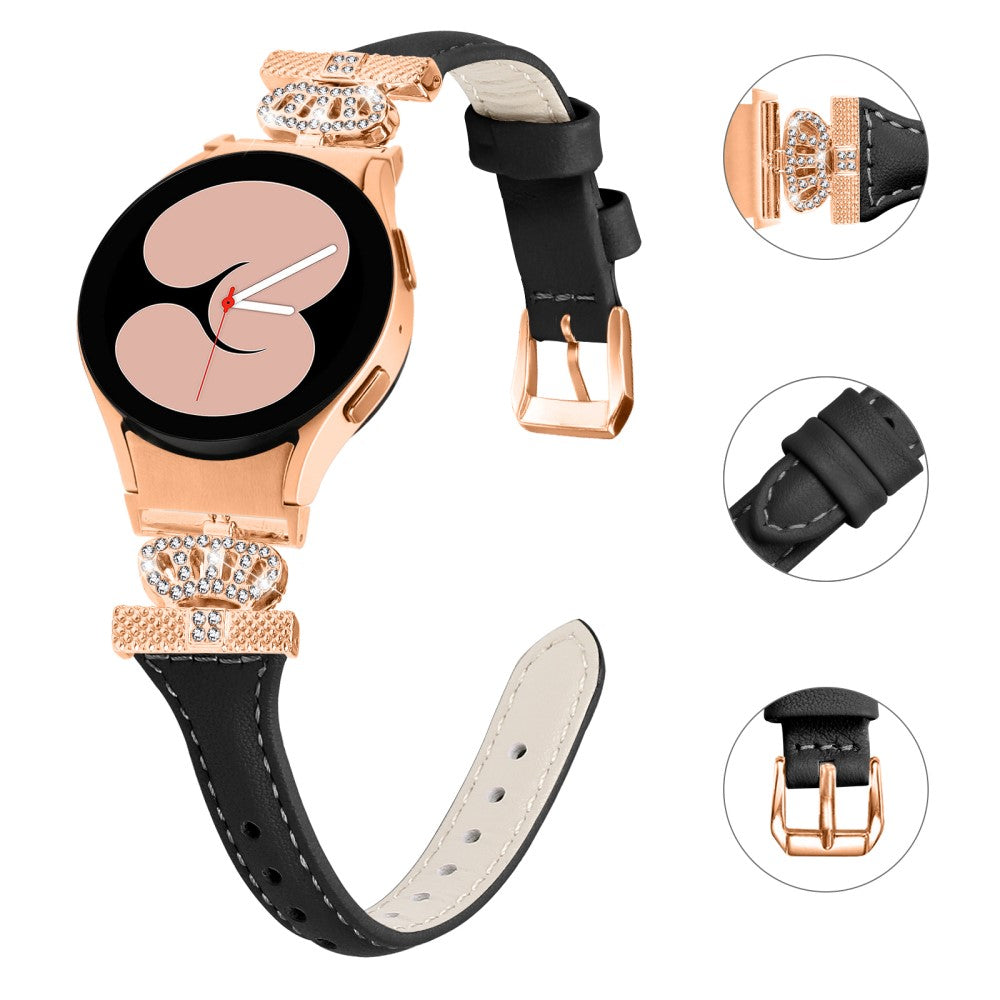 Fed Kunstlæder Og Rhinsten Universal Rem passer til Samsung Smartwatch - Sort#serie_1