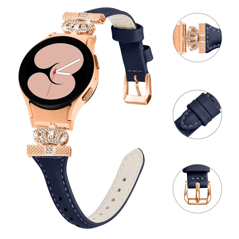 Fed Kunstlæder Og Rhinsten Universal Rem passer til Samsung Smartwatch - Blå#serie_3