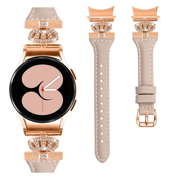 Fed Kunstlæder Og Rhinsten Universal Rem passer til Samsung Smartwatch - Hvid#serie_5
