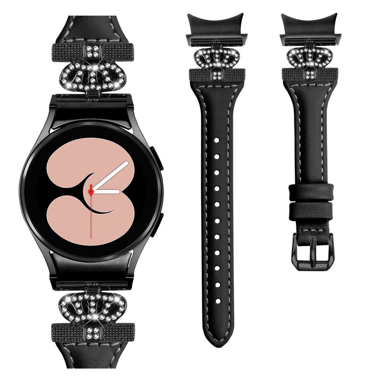 Fed Kunstlæder Og Rhinsten Universal Rem passer til Samsung Smartwatch - Sort#serie_1
