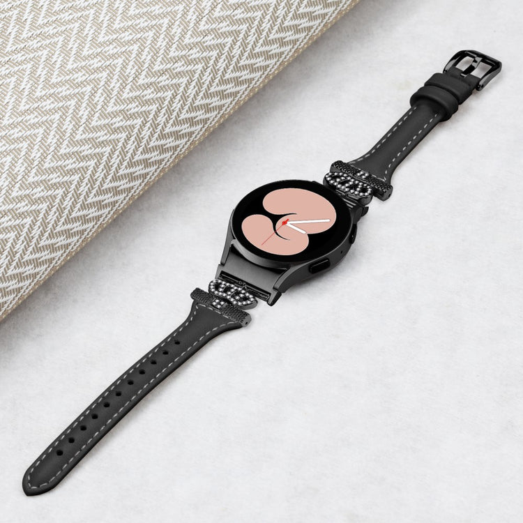 Fed Kunstlæder Og Rhinsten Universal Rem passer til Samsung Smartwatch - Sort#serie_1
