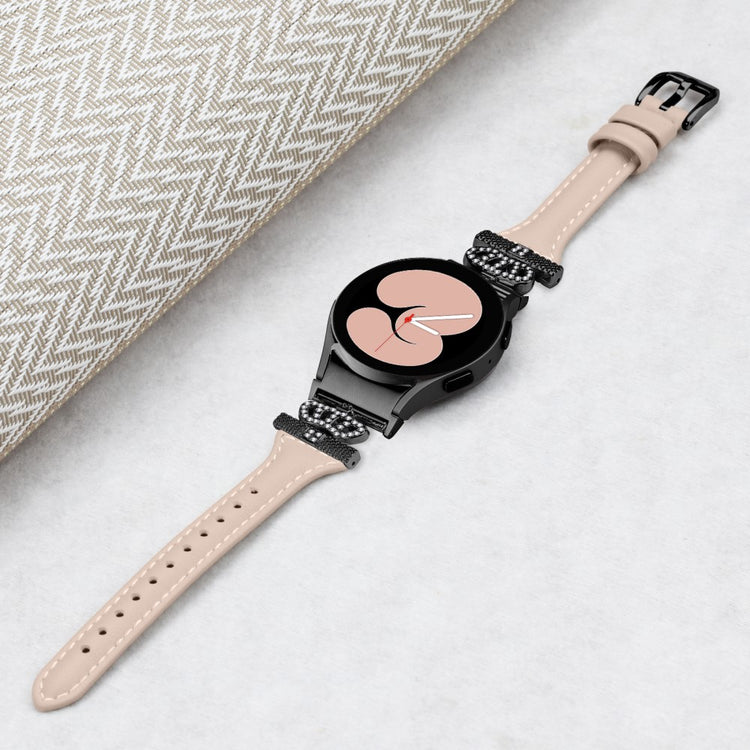 Fed Kunstlæder Og Rhinsten Universal Rem passer til Samsung Smartwatch - Hvid#serie_5