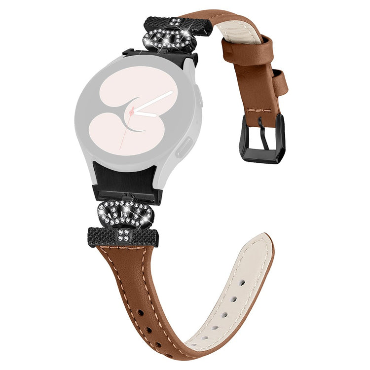 Fed Kunstlæder Og Rhinsten Universal Rem passer til Samsung Smartwatch - Brun#serie_6