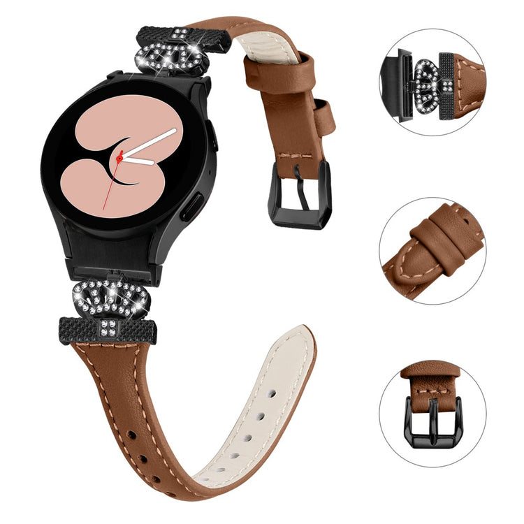 Fed Kunstlæder Og Rhinsten Universal Rem passer til Samsung Smartwatch - Brun#serie_6