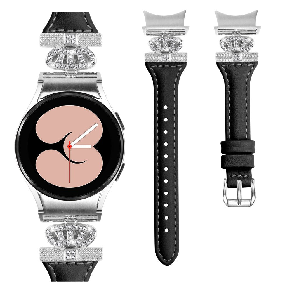 Fed Kunstlæder Og Rhinsten Universal Rem passer til Samsung Smartwatch - Sort#serie_1