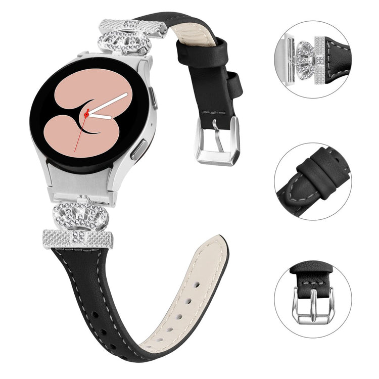 Fed Kunstlæder Og Rhinsten Universal Rem passer til Samsung Smartwatch - Sort#serie_1