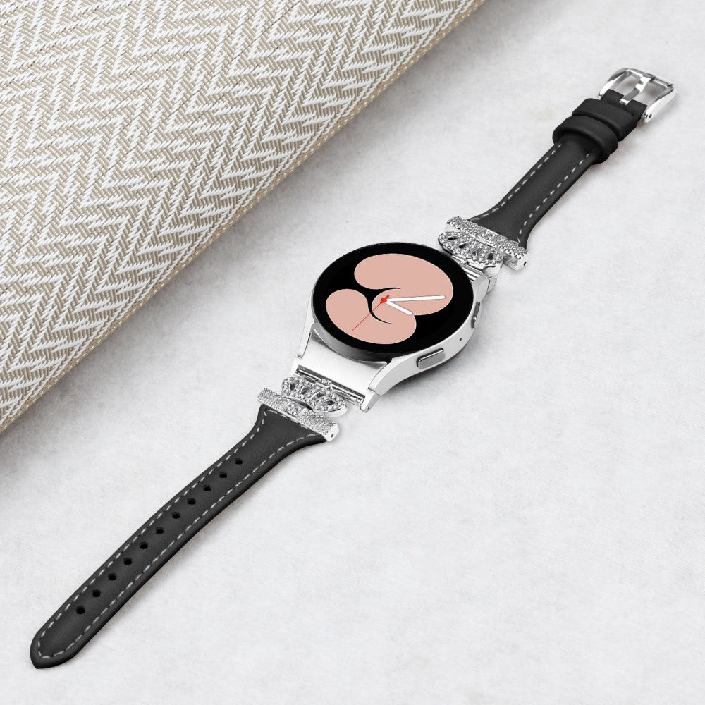 Fed Kunstlæder Og Rhinsten Universal Rem passer til Samsung Smartwatch - Sort#serie_1