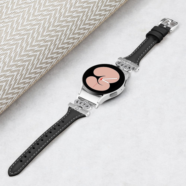 Fed Kunstlæder Og Rhinsten Universal Rem passer til Samsung Smartwatch - Sort#serie_1