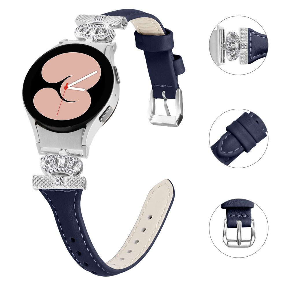 Fed Kunstlæder Og Rhinsten Universal Rem passer til Samsung Smartwatch - Blå#serie_3
