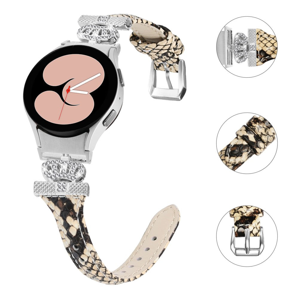Fed Kunstlæder Og Rhinsten Universal Rem passer til Samsung Smartwatch - Brun#serie_4