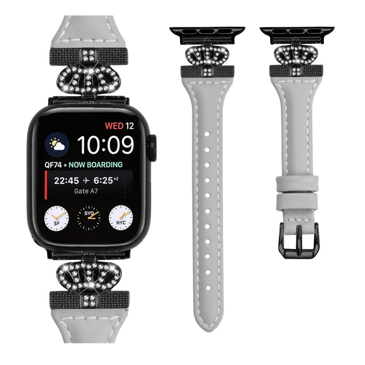 Sejt Kunstlæder Og Rhinsten Universal Rem passer til Apple Smartwatch - Blå#serie_3