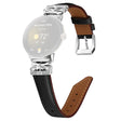 Google Pixel Watch Rhinestone Genuine Cowhide Leather Watch Strap (Silver Buckle)