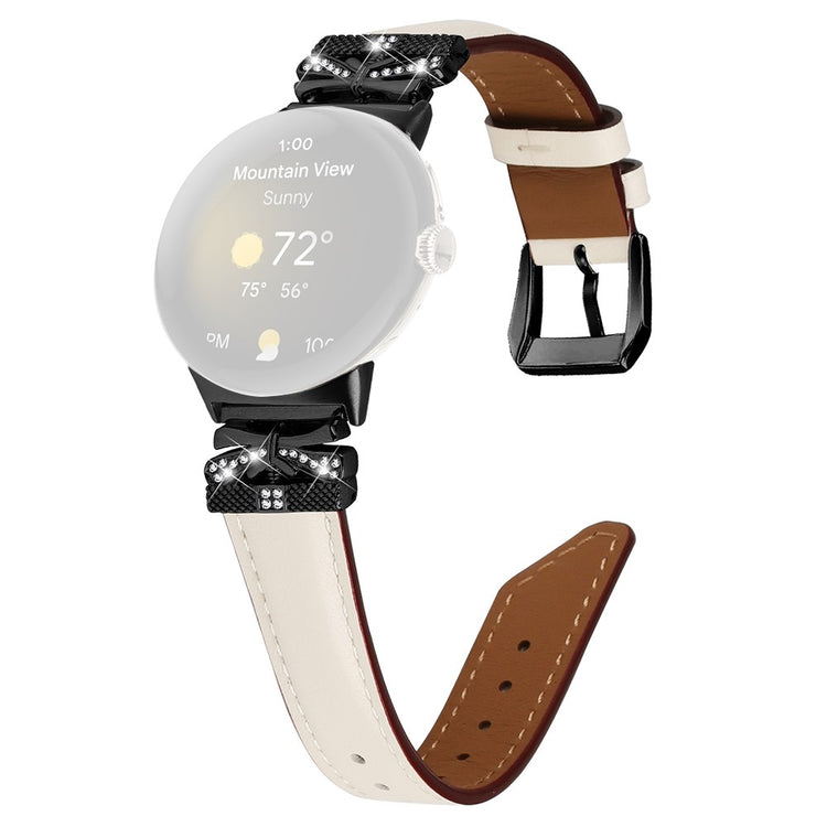 Kunstlæder Og Rhinsten Universal Rem passer til Google Pixel Watch 2 / Google Pixel Watch - Hvid#serie_5