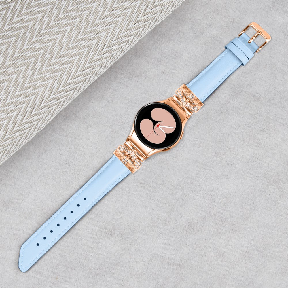 Fed Kunstlæder Og Rhinsten Universal Rem passer til Samsung Smartwatch - Blå#serie_4
