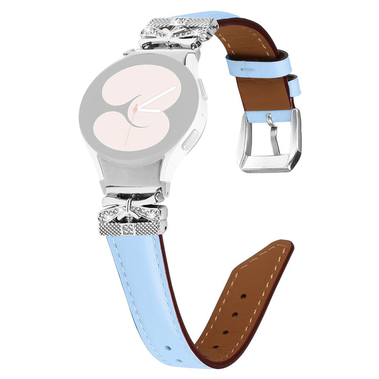 Fed Kunstlæder Og Rhinsten Universal Rem passer til Samsung Smartwatch - Blå#serie_4