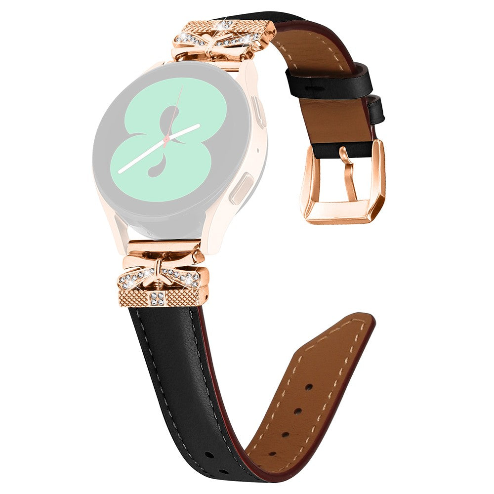 Meget Pænt Kunstlæder Og Rhinsten Universal Rem passer til Smartwatch - Sort#serie_1