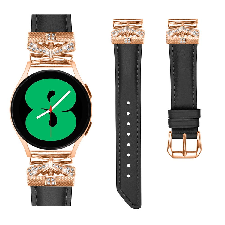 Meget Pænt Kunstlæder Og Rhinsten Universal Rem passer til Smartwatch - Sort#serie_1