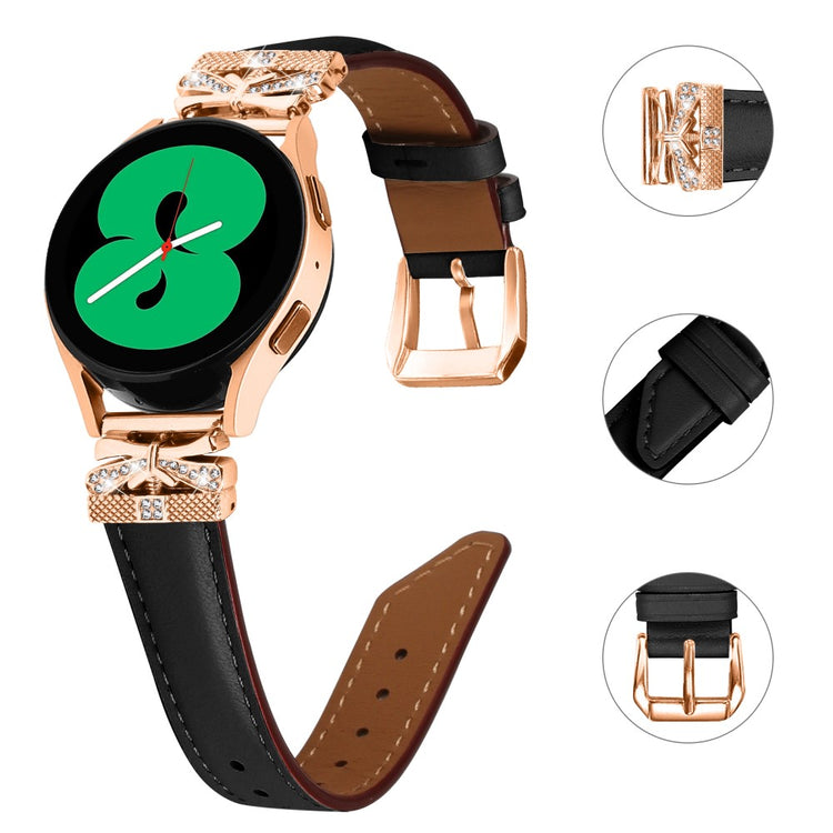 Meget Pænt Kunstlæder Og Rhinsten Universal Rem passer til Smartwatch - Sort#serie_1