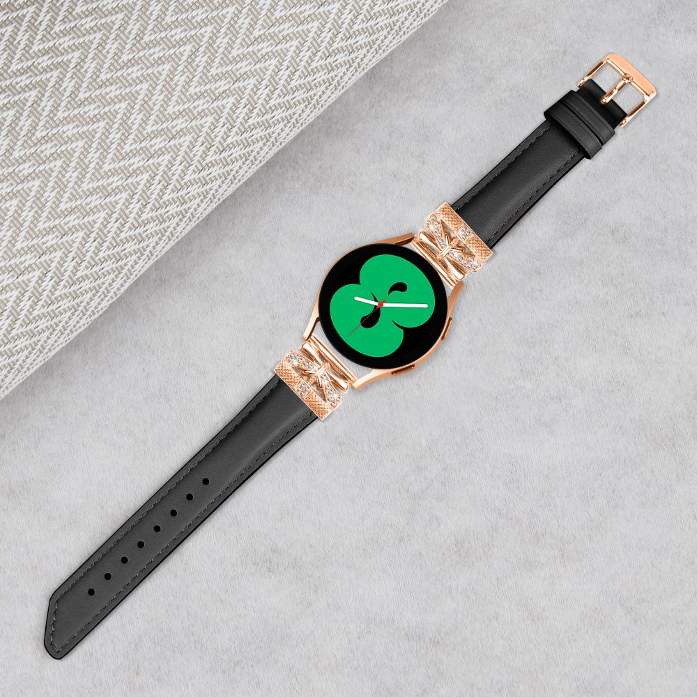 Meget Pænt Kunstlæder Og Rhinsten Universal Rem passer til Smartwatch - Sort#serie_1