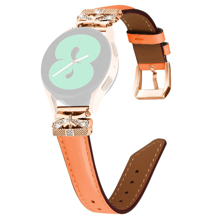 Meget Pænt Kunstlæder Og Rhinsten Universal Rem passer til Smartwatch - Orange#serie_2