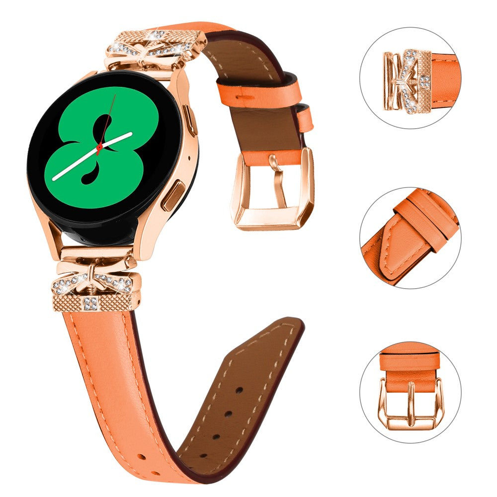 Meget Pænt Kunstlæder Og Rhinsten Universal Rem passer til Smartwatch - Orange#serie_2