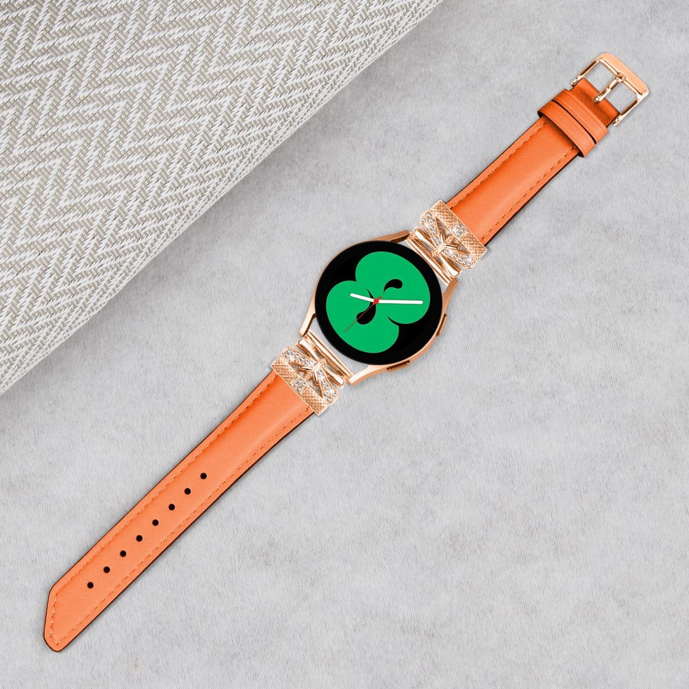Meget Pænt Kunstlæder Og Rhinsten Universal Rem passer til Smartwatch - Orange#serie_2
