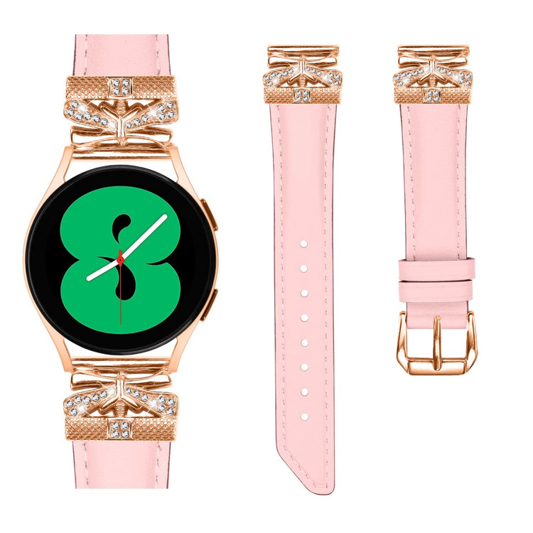 Meget Pænt Kunstlæder Og Rhinsten Universal Rem passer til Smartwatch - Pink#serie_3