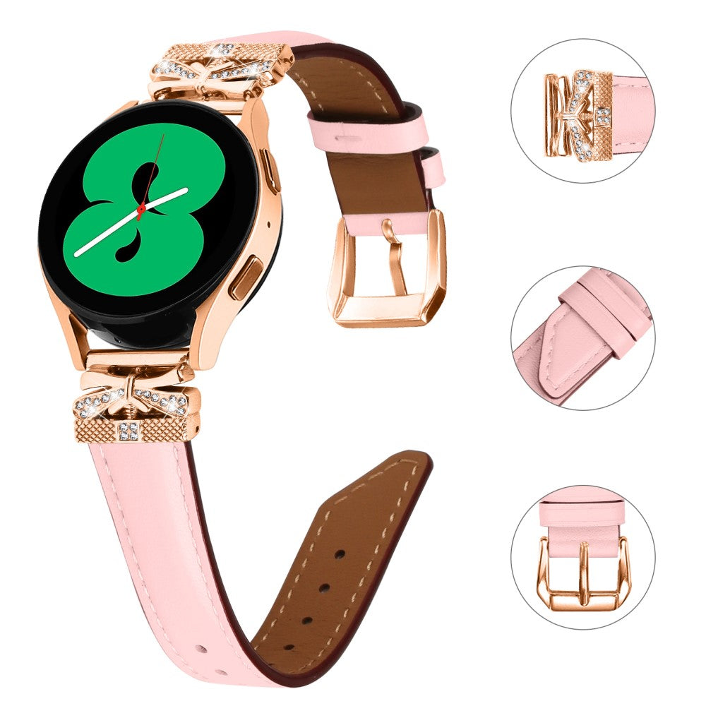 Meget Pænt Kunstlæder Og Rhinsten Universal Rem passer til Smartwatch - Pink#serie_3