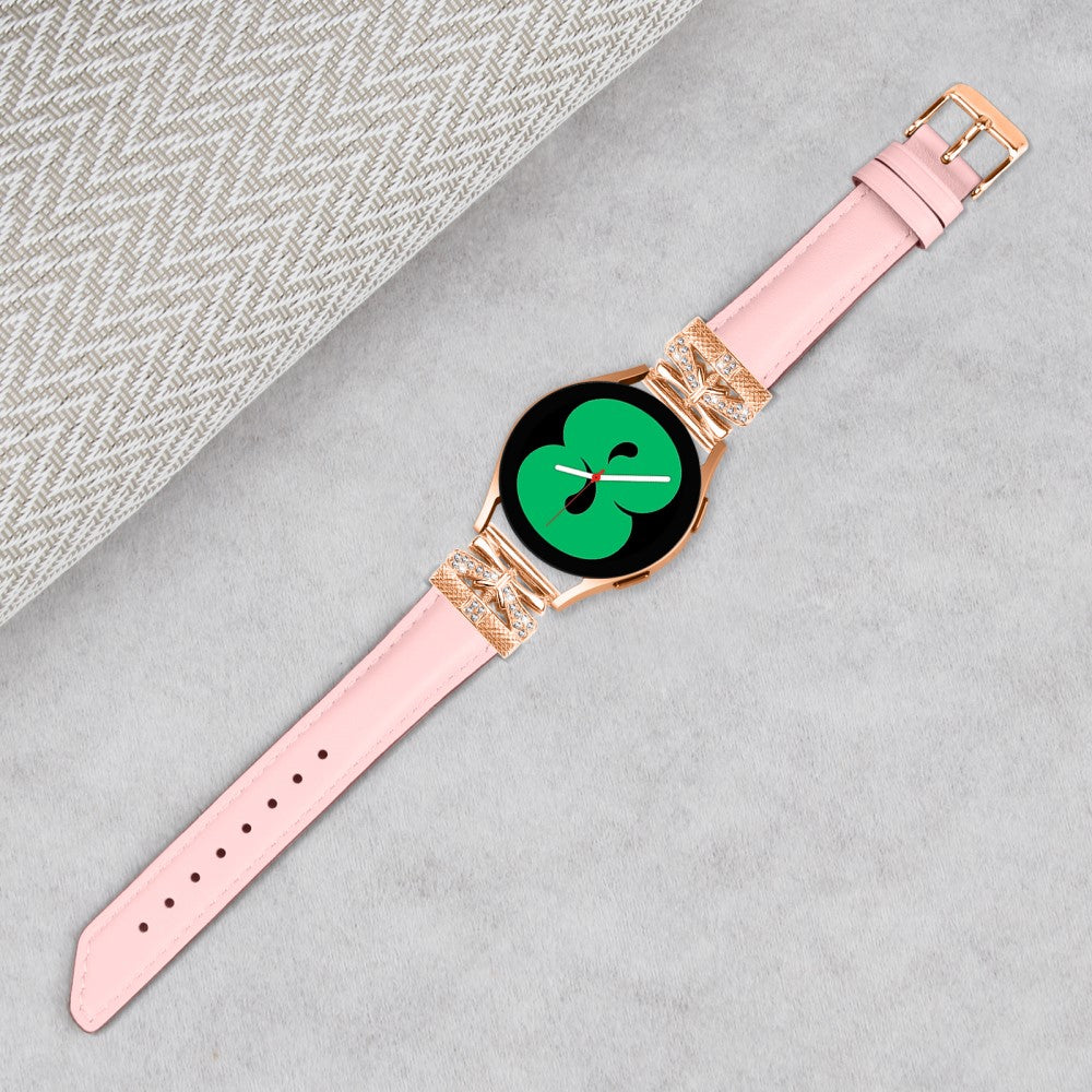 Meget Pænt Kunstlæder Og Rhinsten Universal Rem passer til Smartwatch - Pink#serie_3
