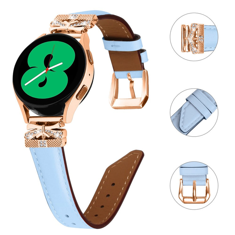 Meget Pænt Kunstlæder Og Rhinsten Universal Rem passer til Smartwatch - Blå#serie_4