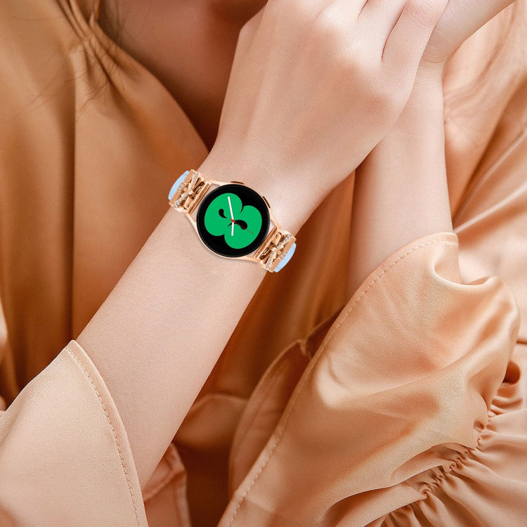 Meget Pænt Kunstlæder Og Rhinsten Universal Rem passer til Smartwatch - Blå#serie_4