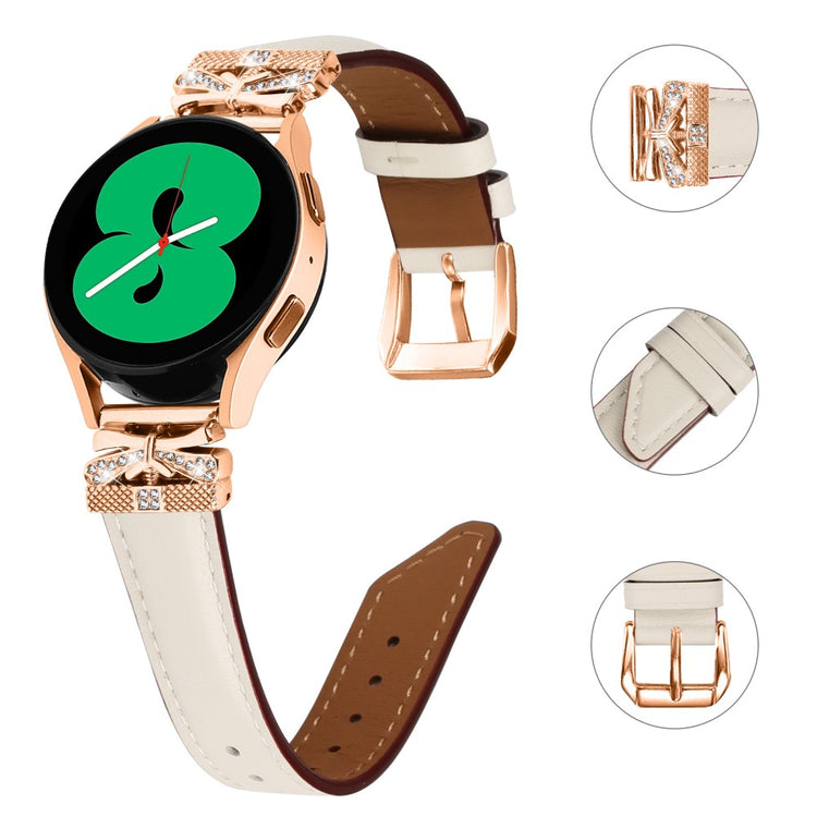 Meget Pænt Kunstlæder Og Rhinsten Universal Rem passer til Smartwatch - Hvid#serie_5