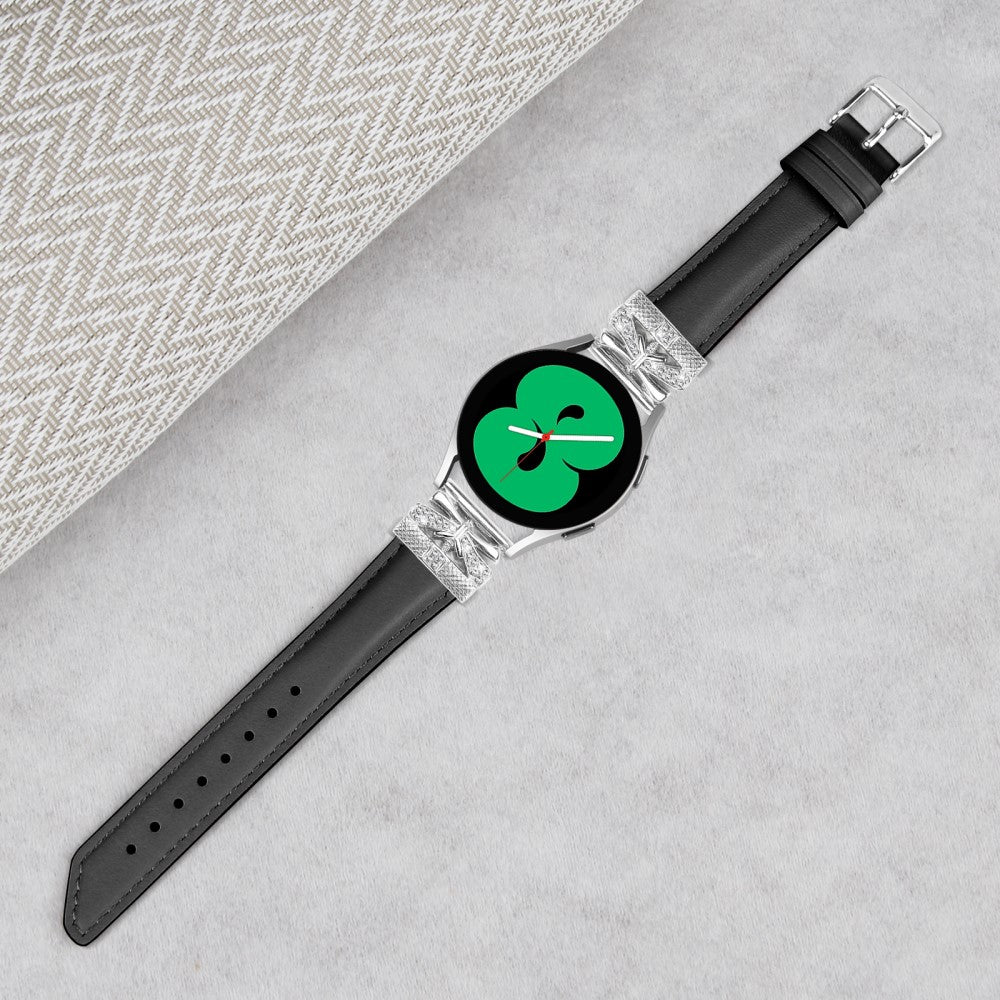 Vildt Fed Kunstlæder Og Rhinsten Universal Rem passer til Smartwatch - Sort#serie_1
