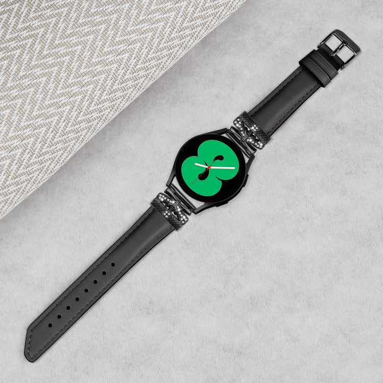 Fantastisk Kunstlæder Og Rhinsten Universal Rem passer til Smartwatch - Sort#serie_1