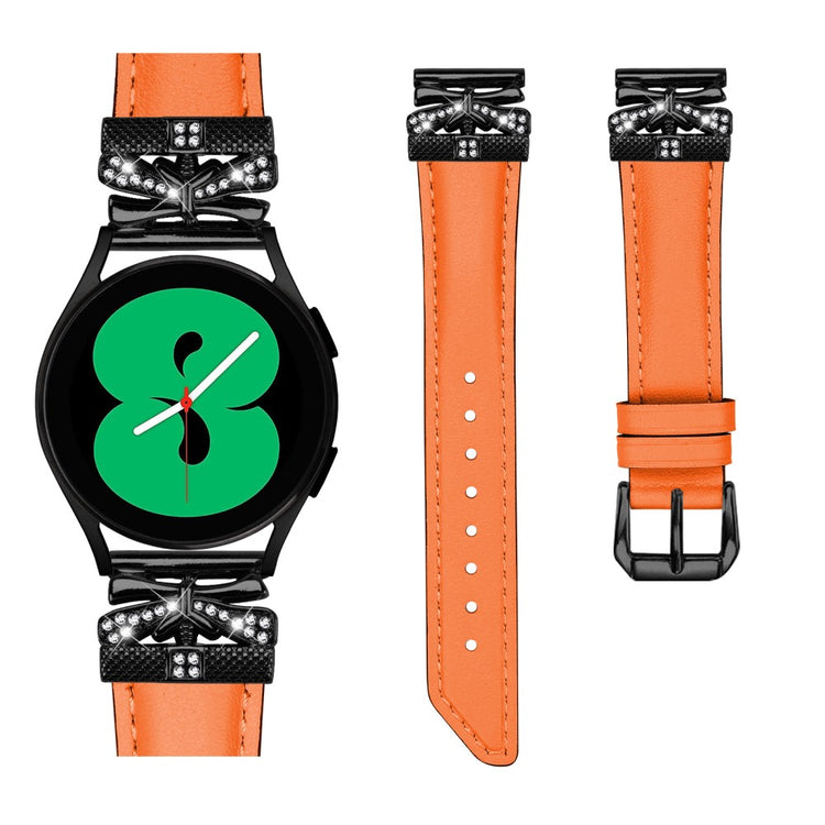 Fantastisk Kunstlæder Og Rhinsten Universal Rem passer til Smartwatch - Orange#serie_2
