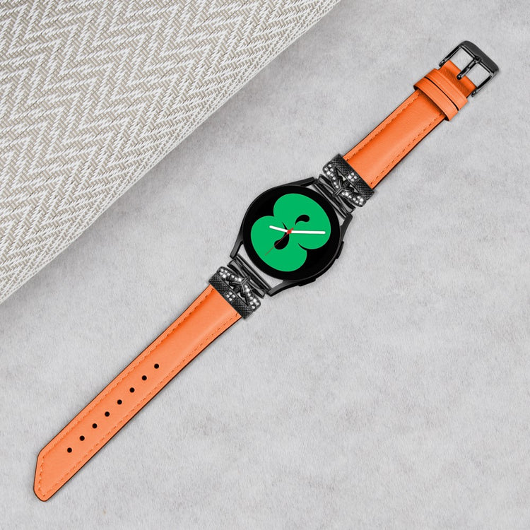 Fantastisk Kunstlæder Og Rhinsten Universal Rem passer til Smartwatch - Orange#serie_2