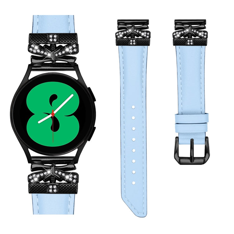 Fantastisk Kunstlæder Og Rhinsten Universal Rem passer til Smartwatch - Blå#serie_4