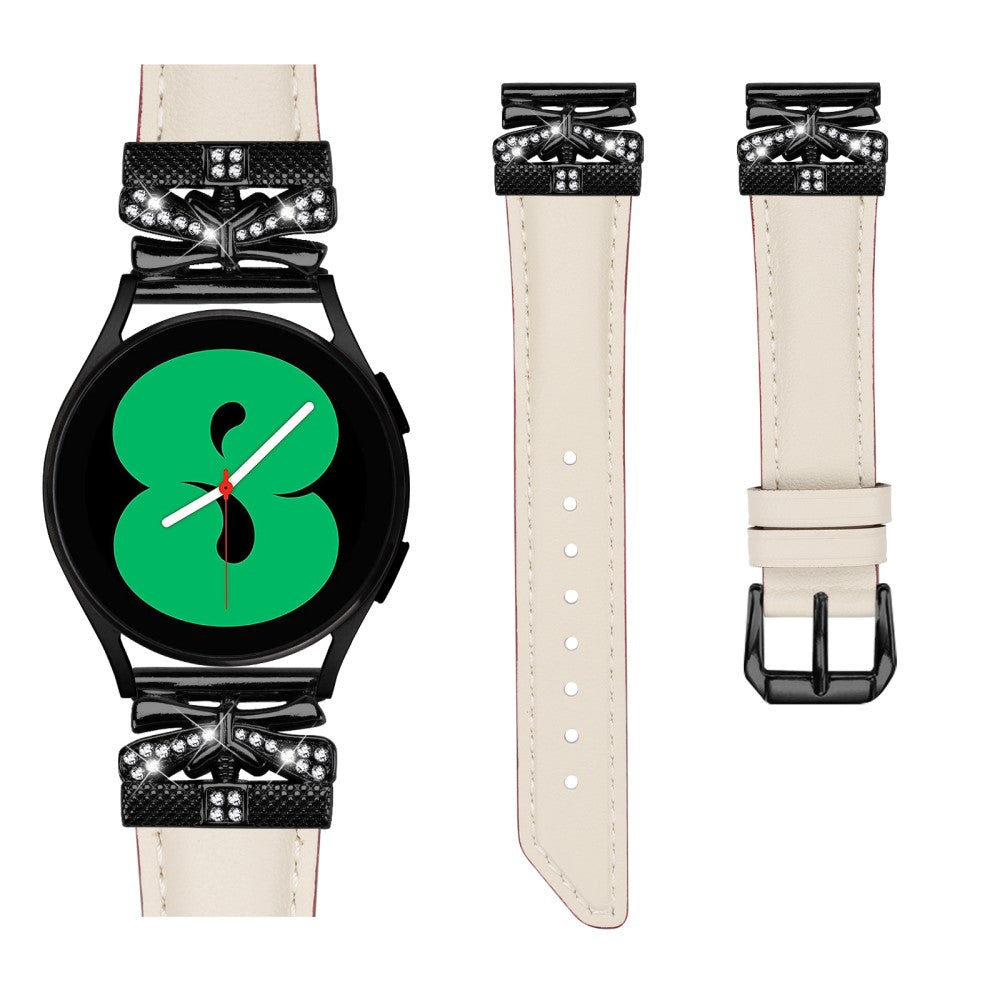 Fantastisk Kunstlæder Og Rhinsten Universal Rem passer til Smartwatch - Hvid#serie_5