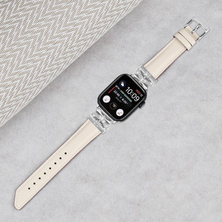 Cool Kunstlæder Og Rhinsten Universal Rem passer til Apple Smartwatch - Hvid#serie_5
