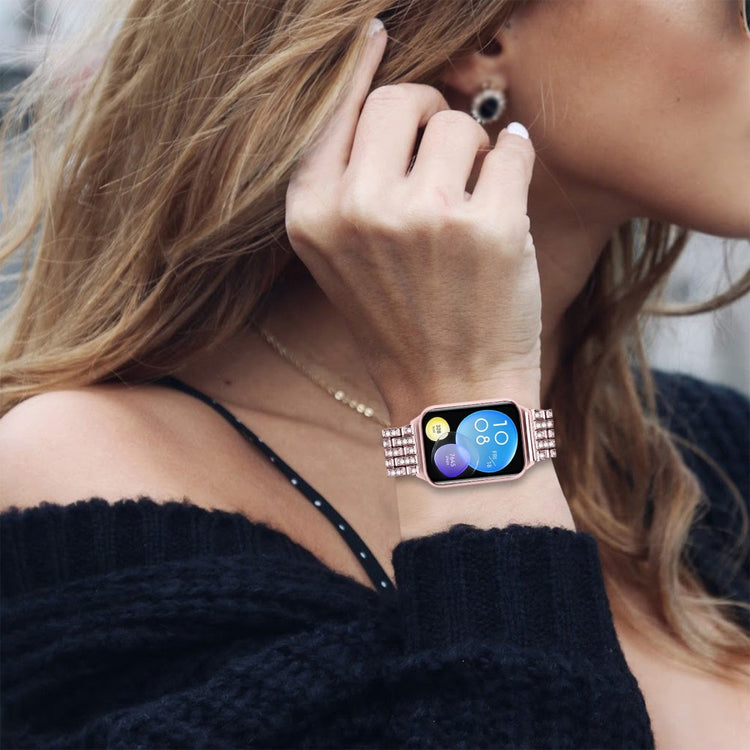 Xiaomi Smart Band 8 Pro Watch Band Rhinestone Decor 5-Bead Metal Watch Strap - Rose Pink#serie_3