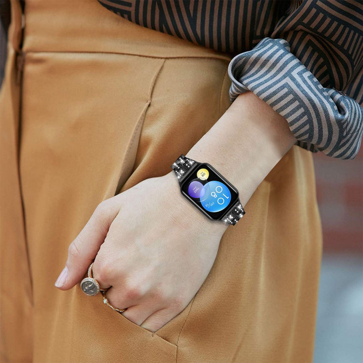 Xiaomi Smart Band 8 Pro Metal Watch Strap 2-Row Rhinestone 5-Bead Watchband - Black#serie_1