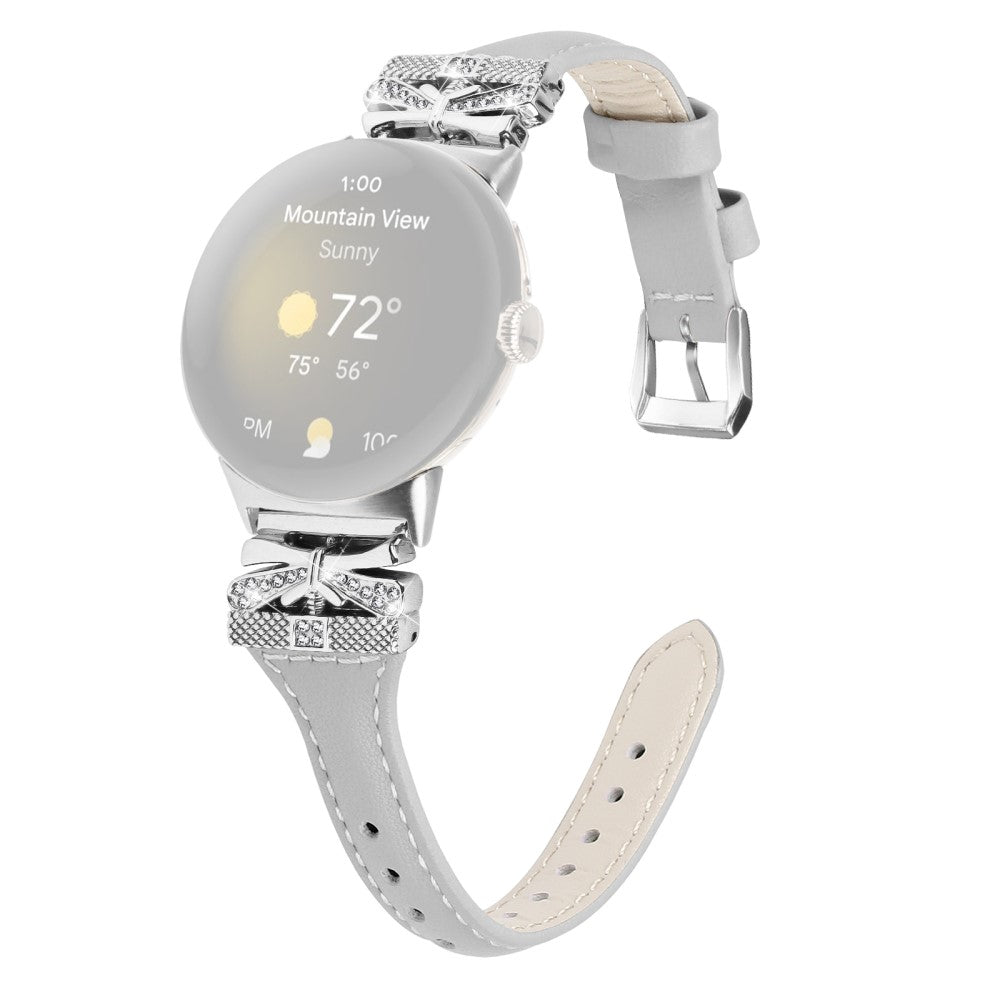 Rigtigt Skøn Kunstlæder Rem passer til Google Pixel Watch 2 - Sølv#serie_3