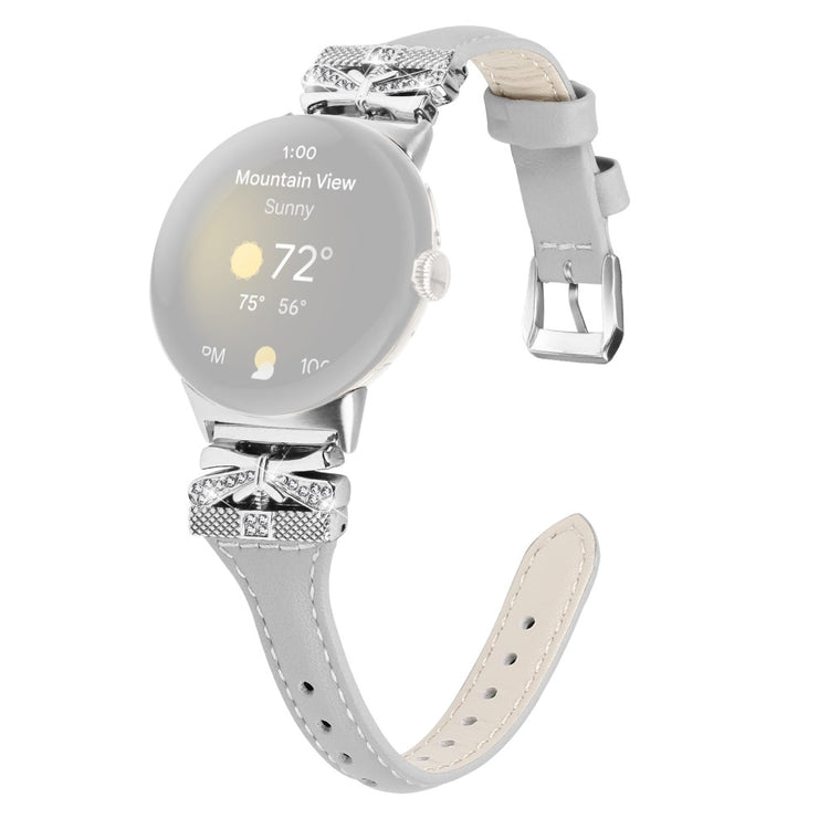 Rigtigt Skøn Kunstlæder Rem passer til Google Pixel Watch 2 - Sølv#serie_3