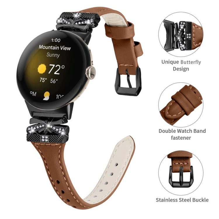 Fantastisk Kunstlæder Rem passer til Google Pixel Watch 2 - Brun#serie_1