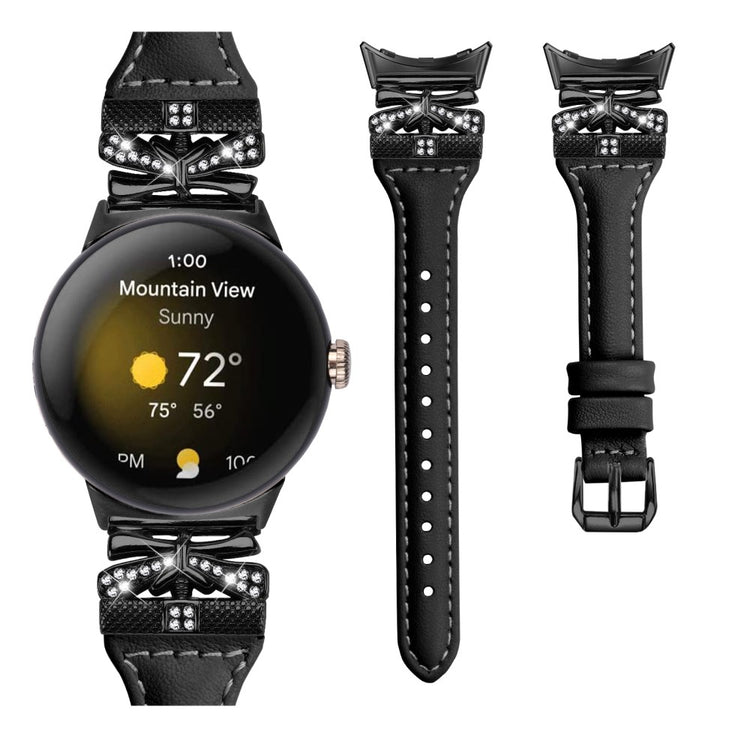 Fantastisk Kunstlæder Rem passer til Google Pixel Watch 2 - Sort#serie_2