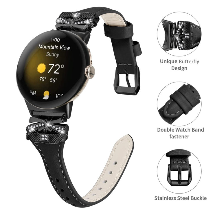 Fantastisk Kunstlæder Rem passer til Google Pixel Watch 2 - Sort#serie_2