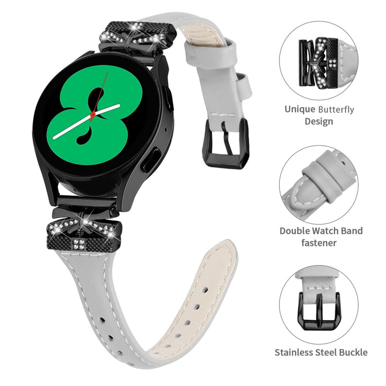 Super Holdbart Kunstlæder Universal Rem passer til Samsung Smartwatch - Sølv#serie_1