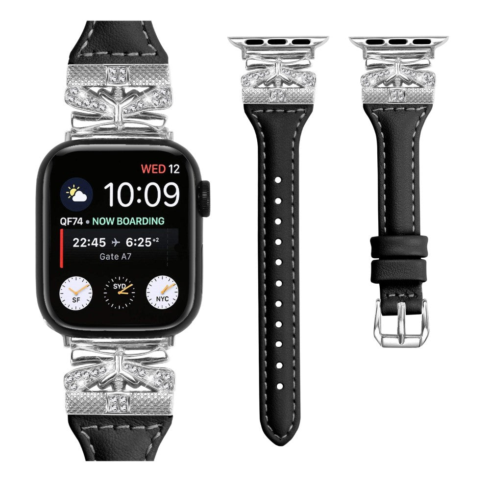 Meget Godt Kunstlæder Universal Rem passer til Apple Smartwatch - Sort#serie_6